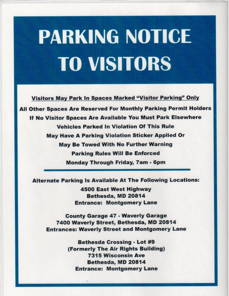 Image of parking notice to visitors